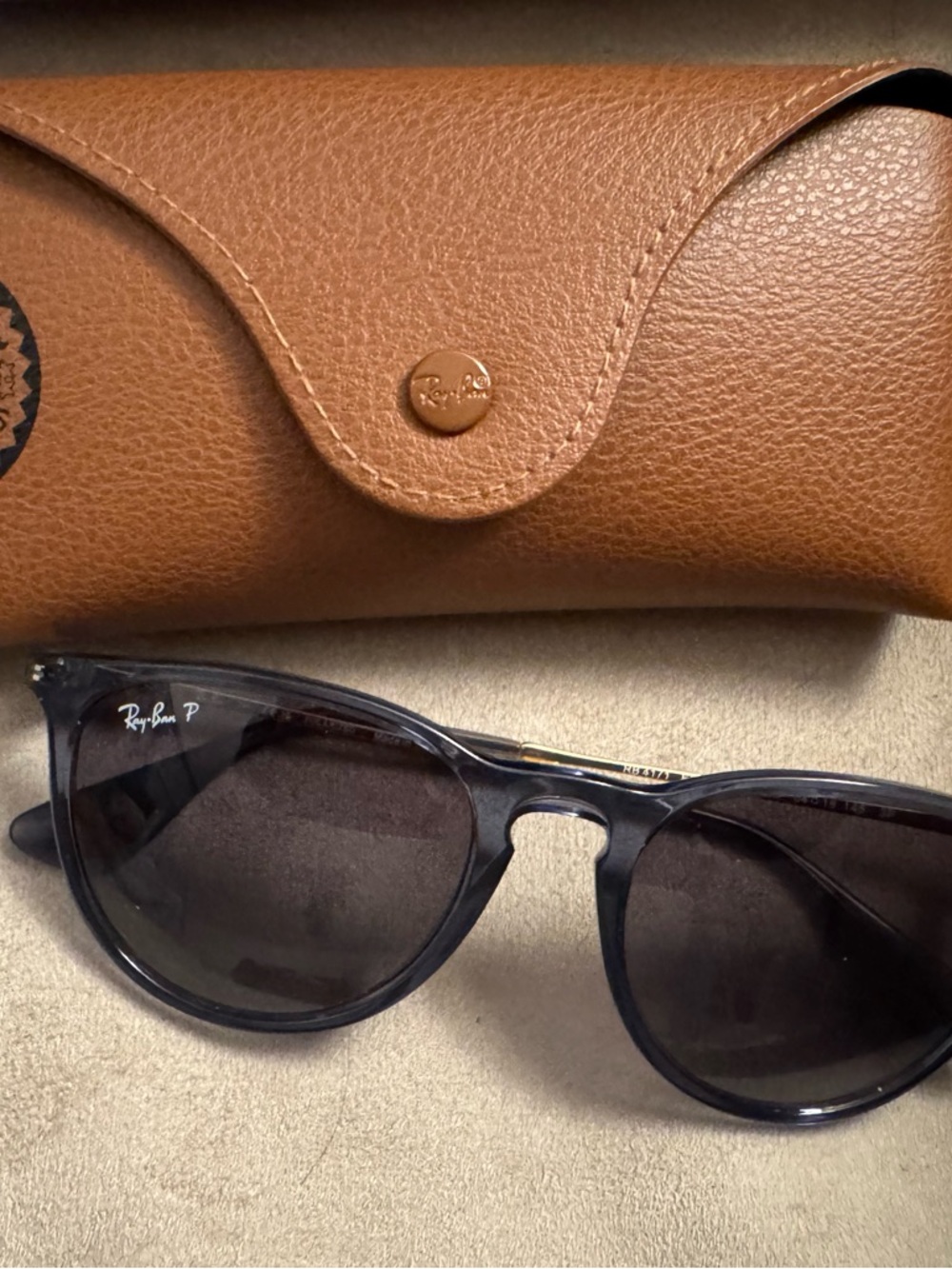 Ray-Ban ERIKA RB4171 Classic Polarized Blue Sunglasses + Leather Case excellent